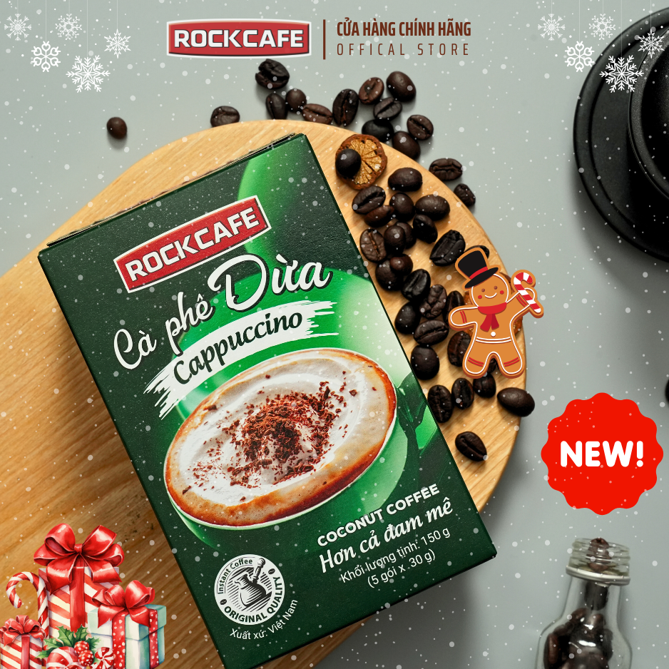 ROCKCAFE - CAPPUCCINO DỪA (5 gói x 30 gram)