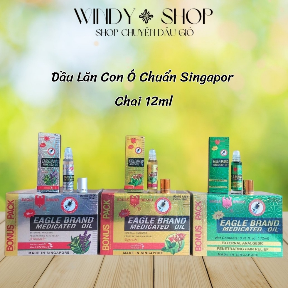 1 lốc 14 chai dầu lăn dầu gió singapore xanh/trắng/vàng chai lăn 12ml