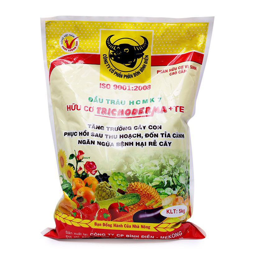 Phân bón đầu trâu hữu cơ vi sinh nấm đối kháng Trichoderma + TE gói 5 Kg | Vạn Tín Store