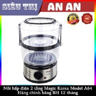 Nồi Hấp Thực Phẩm 2 Tầng Magic Korea 5 Lít A64 Công Suất 500W  hấp thịt, rau, củ quả, cá, trứng....Bảo Hành 12 tháng