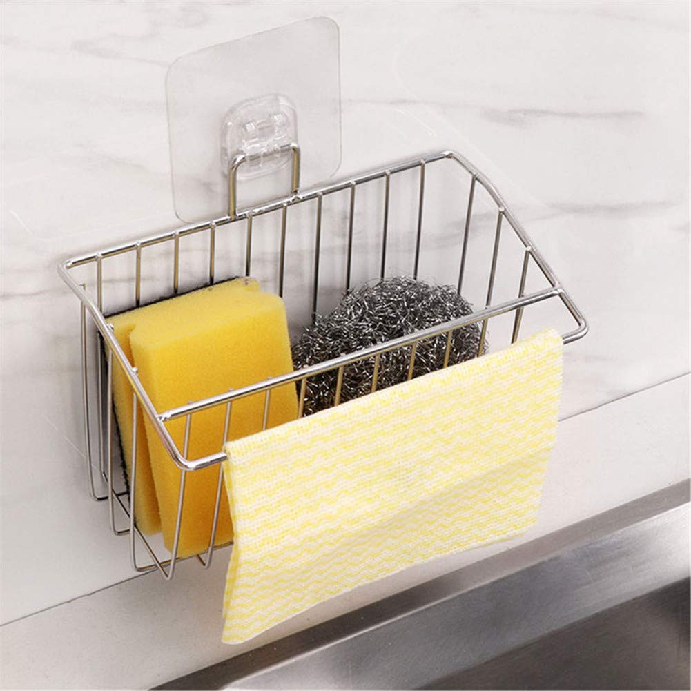 Giá Treo Inox 304 Dán Tường Có Khay Hứng Nước Để Giẻ Rửa Bát, Cọ Xoong Nồi, Nước Rửa Chén Đa Năng Siêu Chắc Siêu Bền