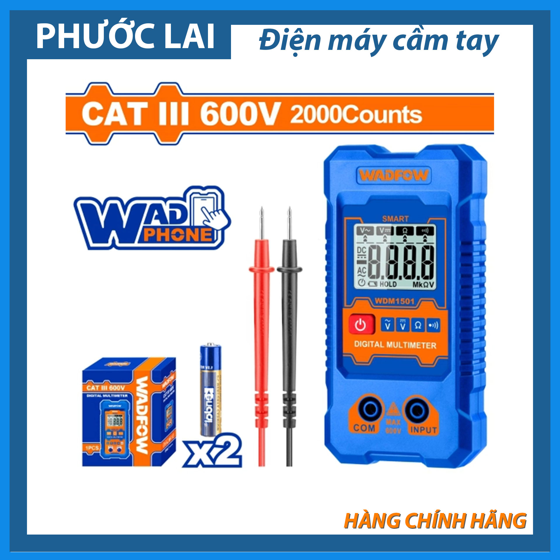 Đồng hồ vạn năng kỹ thuật số 600v-2000 số đếm wadfow wdm1501