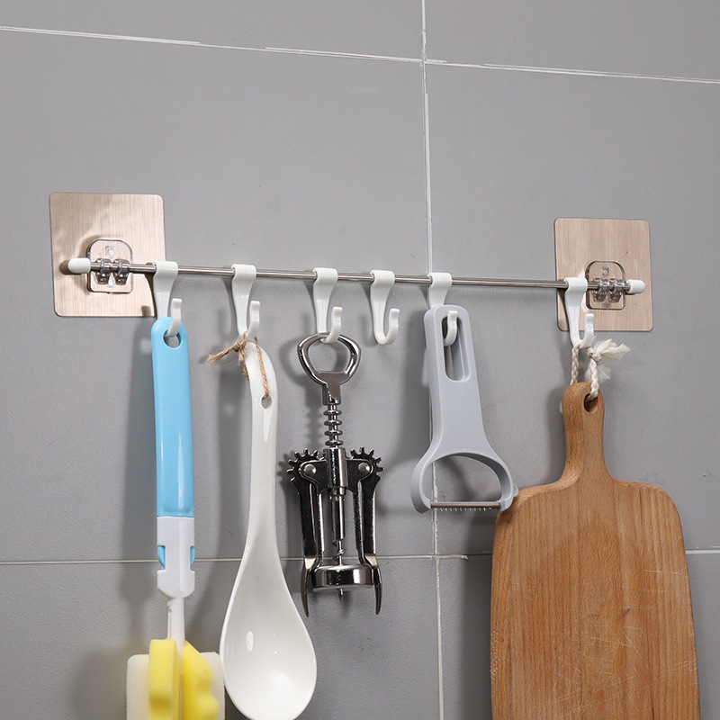 [HCM]Thanh 6 móc nhựa dán tường 38.5x7cm - Móc dán tường - Móc treo đồ
