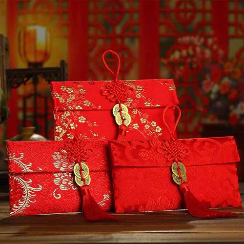 Bao Lì Xì Vải Gấm Nhiều Hoa Văn Cao Cấp Cưới Hỏi Nạp TàiNgày Tết