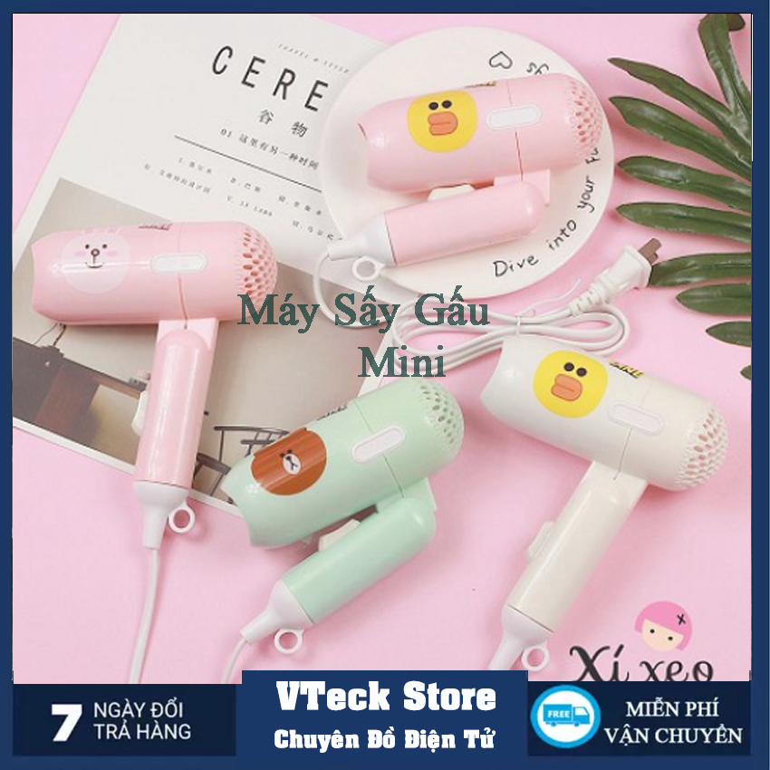 Máy sấy mini cute gấu thỏ vịt . 2 chế độ nóng và lạnh . công suất 220w