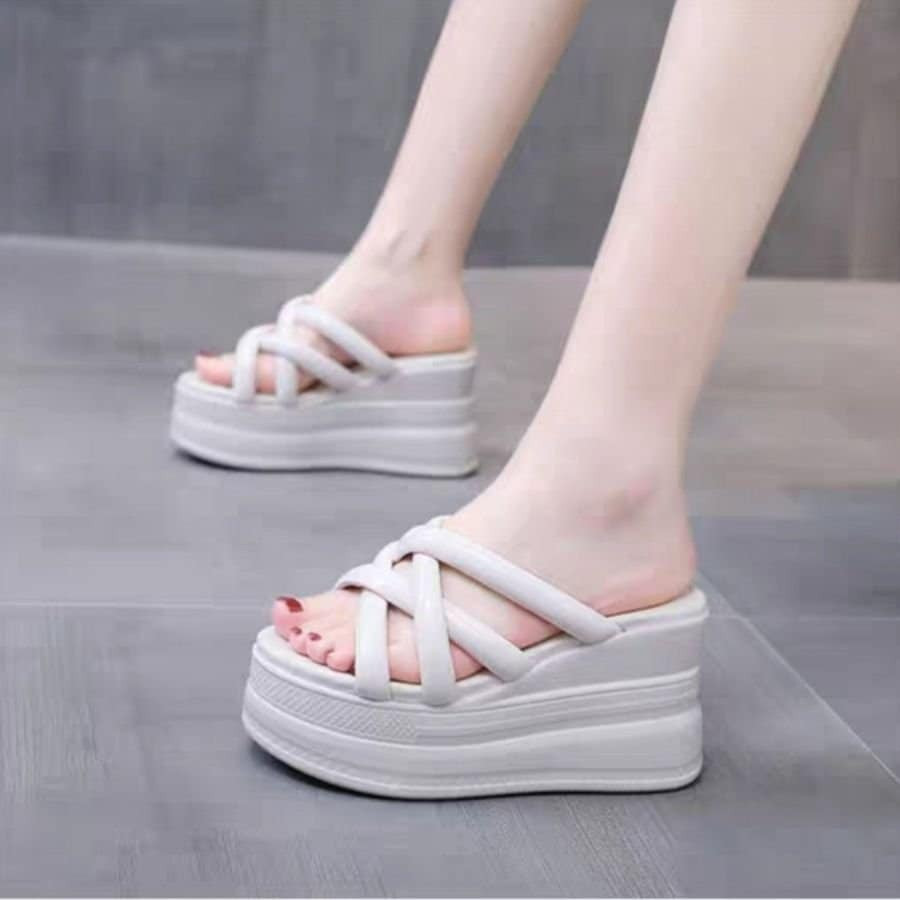 Dép xuồng dây chéo da bóng 8p hàng cao cấp sang chảnh