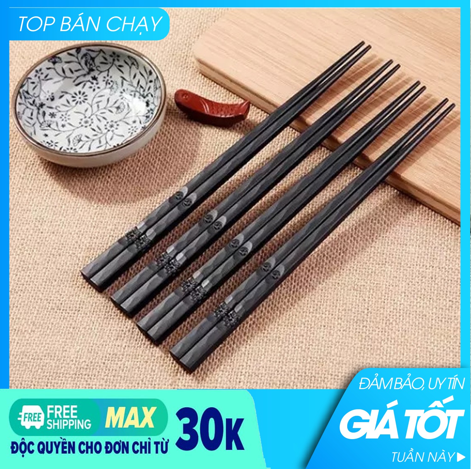 [10 ĐÔI ĐŨA]Bộ 10 đôi đũa ăn cơm - Đũa ăn cơm Hàn Quốc -  Bộ 10 đôi đũa Phíp Hà Thành mẫu xoắn - Đũa ăn cơm, Đũa đẹp - HÀNG VNXK