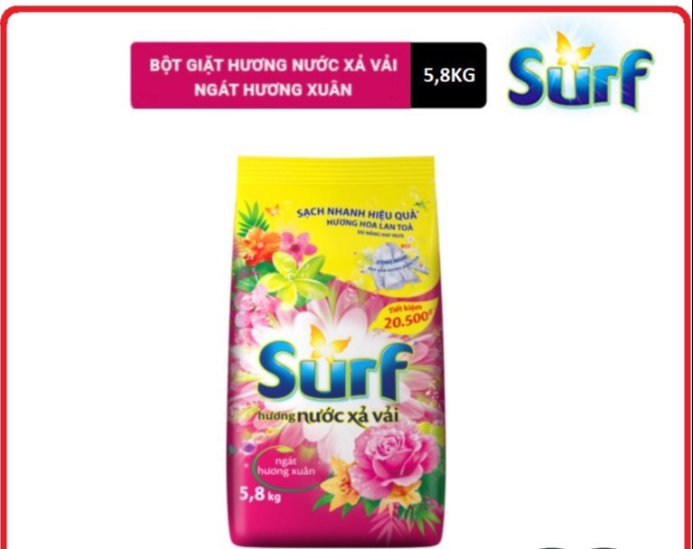 Bột giặt surf ngát hương xuân gói 5,8kg