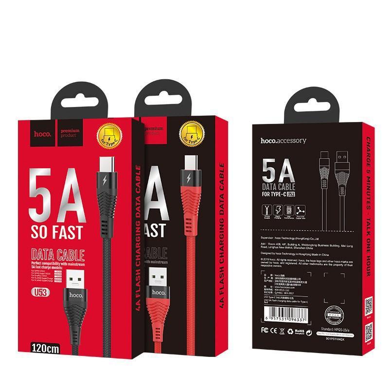 Cáp sạc siêu nhanh 5a hoco type c chính hãng