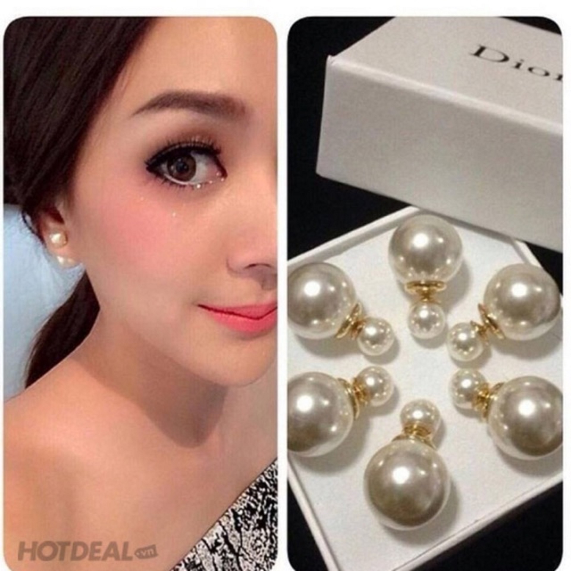 Khuyên tai Ngọc 2 đầu Hot girl