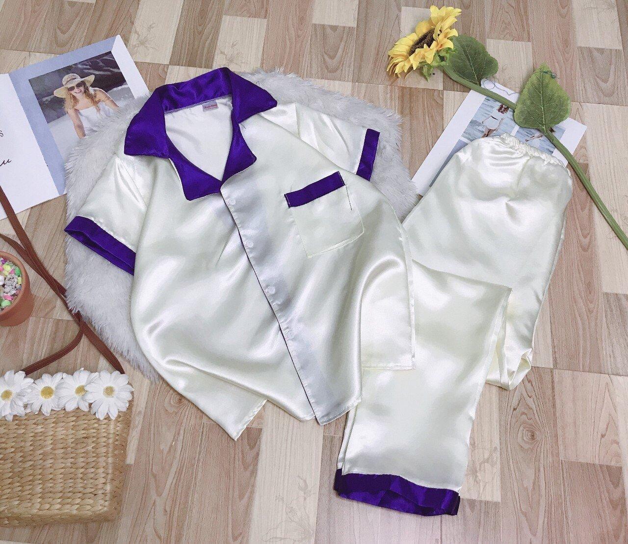 SÉT BỘ PHI BÓNG QUẦN DÀI TAY NGẮN PHỐI MÀU VẢI PHI BÓNG LỤA LOẠI 1 DÀY  MÁT VÀ THỜI TRANG TAY MẠC THOÁI MÁI LUN NHA