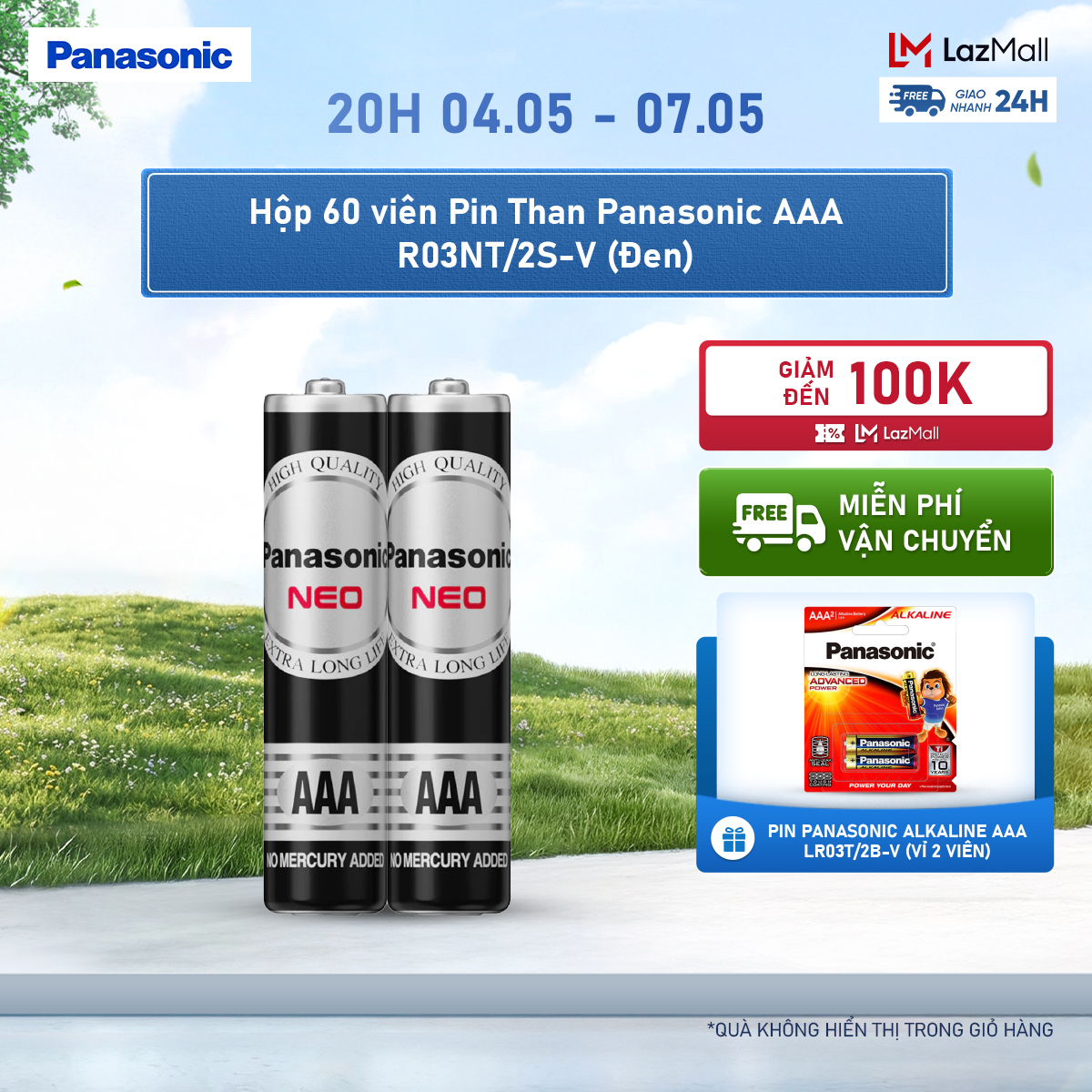 Hộp 60 viên Pin Than Panasonic AAA R03NT/2S-V (Đen) – Hàng Chính Hãng