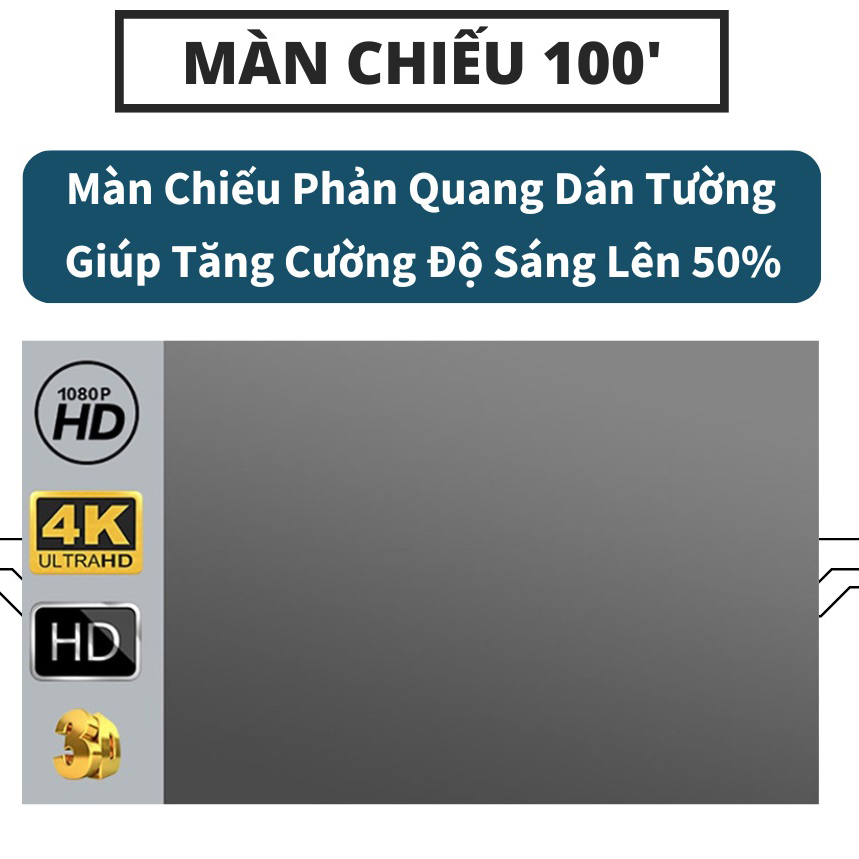 Màn chiếu phản quang dán tường cao cấp độ tương phản cao chống ánh sáng có thể gấp gọn màn chiếu máy chiếu 100inch, màn chiếu phản quang 120 inch