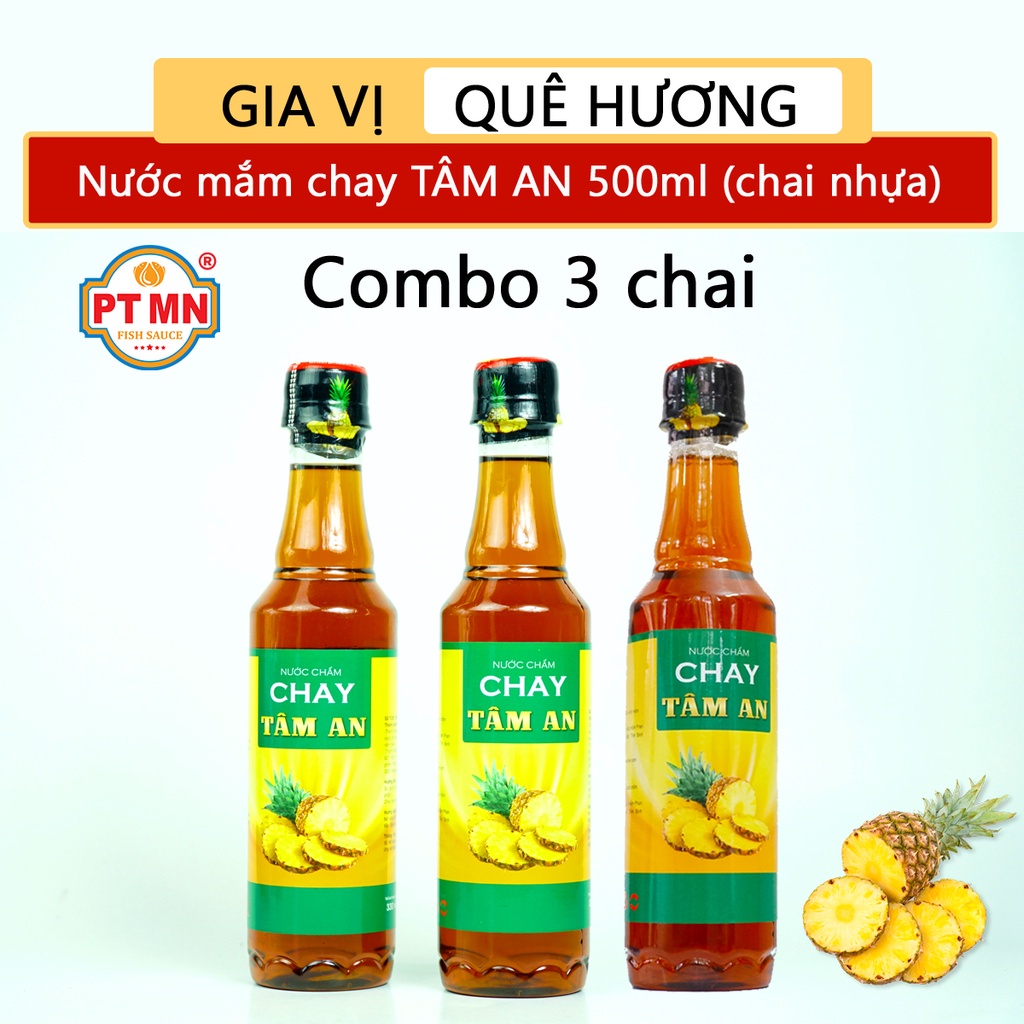 Nước mắm chay Tâm An trái thơm 330ml chai nhựa GIA VỊ QUÊ HƯƠNG (Combo 3 chai)