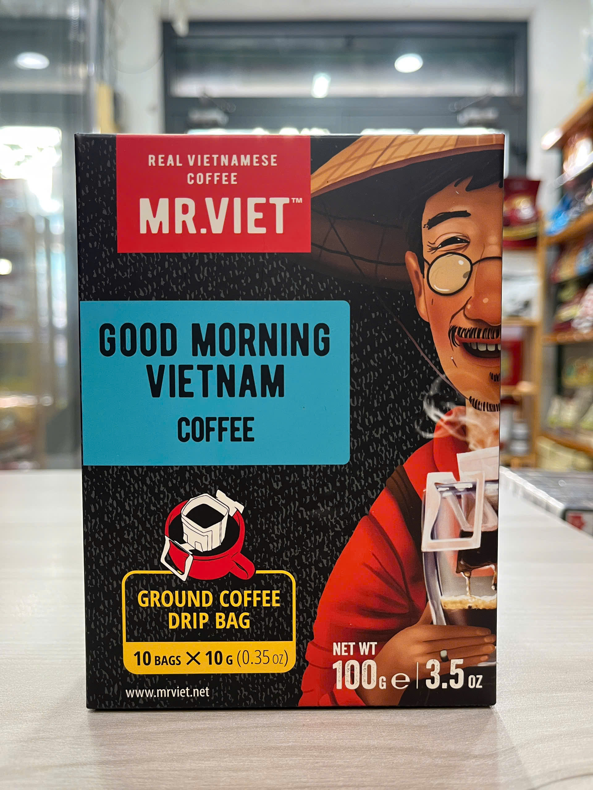 Cà phê rang xay phin giấy nhỏ giọt / túi lọc Good Morning Mr Viet- Ground Coffee Drip Bag (10 gói/hộp x 10g)