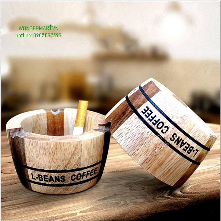 Gạt tàn thuốc Vintage L-BEANS COFFEE gỗ mỹ nghệ cao cấp