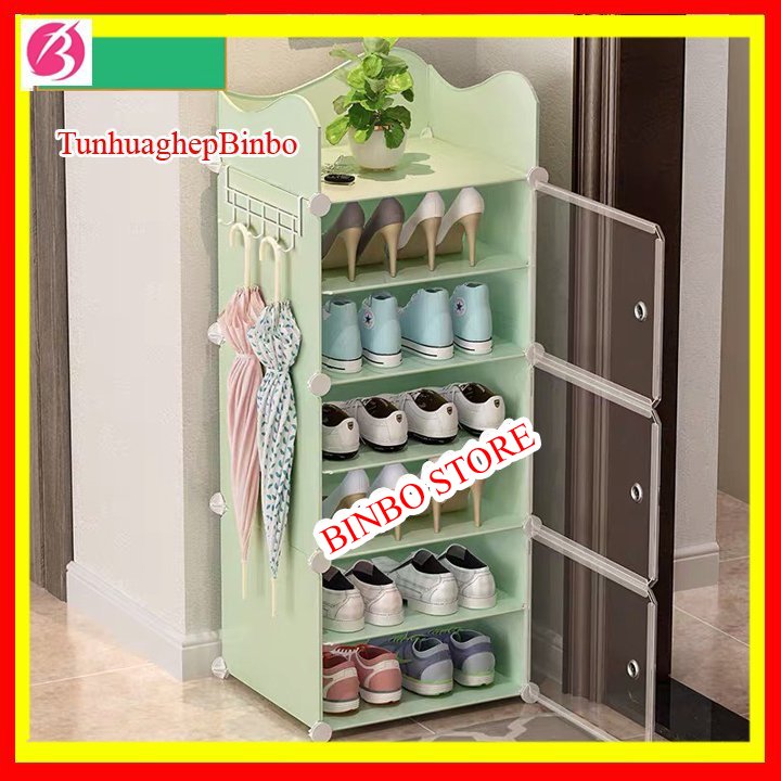 [SIÊU HOT] Tủ để giày dép, tủ sắp xếp giày, tủ nhựa để giày dép 6 ngăn có kèm ngăn xéo-Tủ để giày dép bằng nhựa giá rẻ