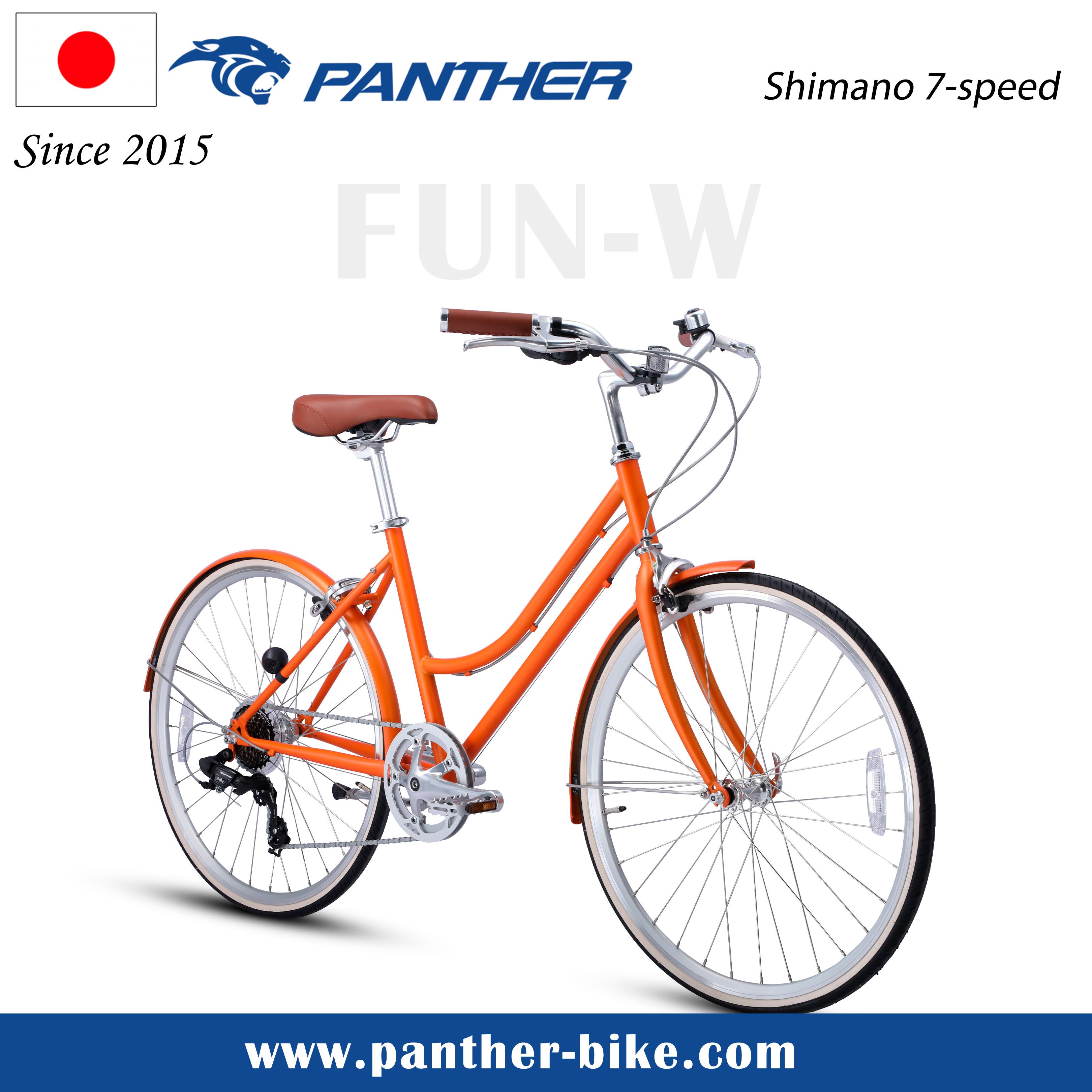 Xe đạp cổ điển PANTHER FUN 7 cấp Shimano, phanh Caliper, khung thép Cromoly nhẹ 12.4kg, phù hợp chiều cao 150-175cm cho đi lại thành thị