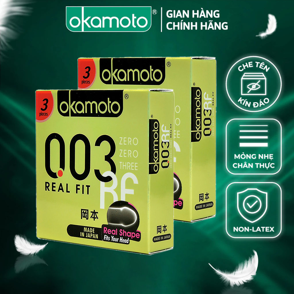 [Mua 1 Tặng 1] Bao cao su Okamoto 0.03 Real Fit Mỏng Với Khả Năng Co Rút Giúp Ôm Sát Hộp 3 cái