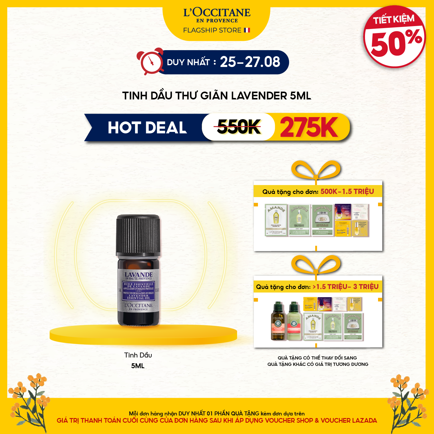 Tinh Dầu Thư Giãn Hương Hoa Oải Hương L’Occitane Lavender Essential Oil 5ml
