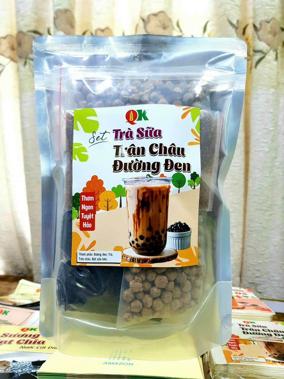 Set combo nguyên liệu trà sữa trân châu đường đen qk