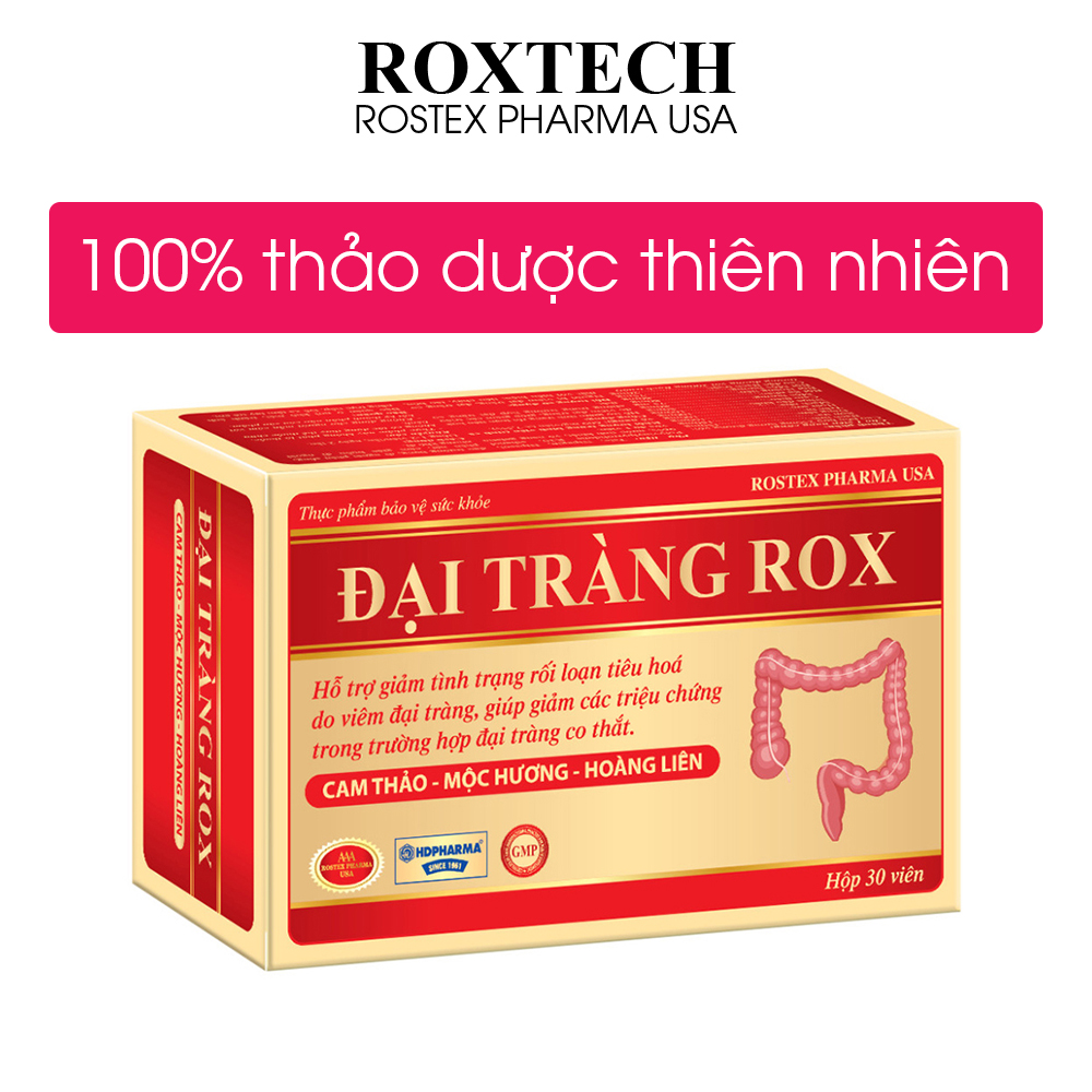 Viên Đại Tràng Rox giảm viêm đại tràng, co thắt đại tràng, giảm rối loạn tiêu hóa, tiêu chảy, táo bón - 30 viên thành phần thảo dược