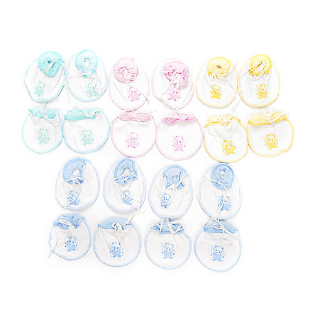 [HCM]Cặp Bao Tay Chân Cột Trắng In Hình Gia Hân Cho Bé Sơ Sinh