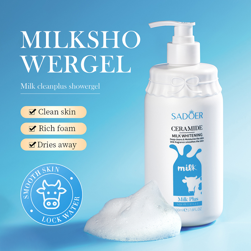 Sữa tắm sữa bò ceramide milk whitening dưỡng trắng sáng mịn da sadoer 500ml