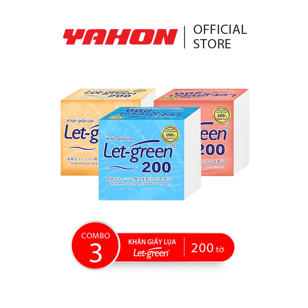 Combo 3 bao khăn giấy lụa Let-green, 200 tờ/bao