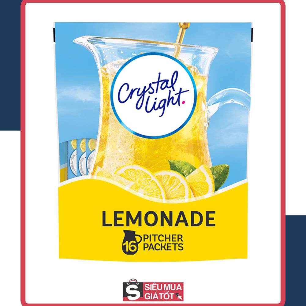 Bột pha nước chanh crystal light lemonade 244g 16 túi mỹ