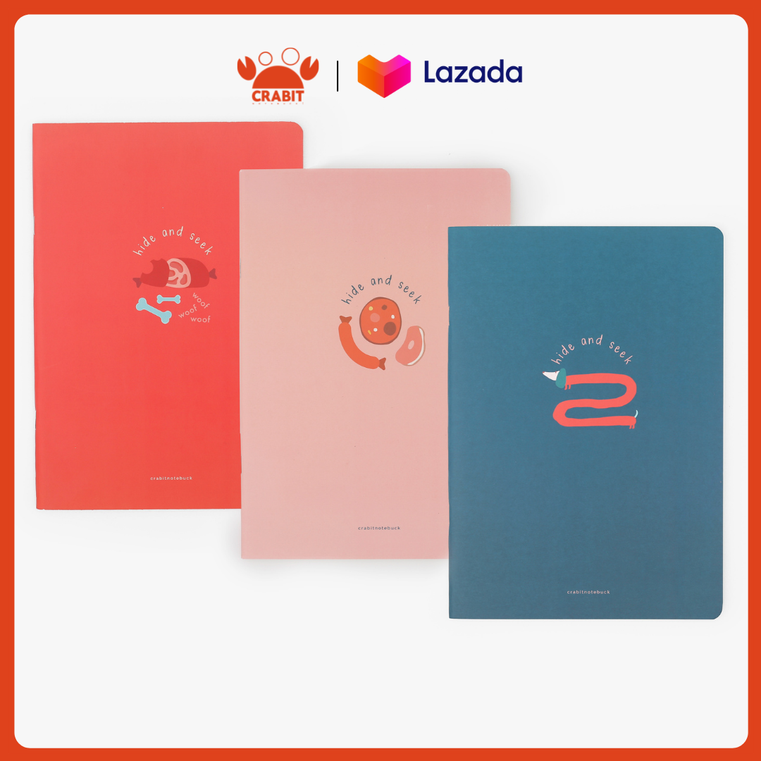 Combo Vở kẻ ngang Crabit 120 trang Hide & Seek Dog Chó