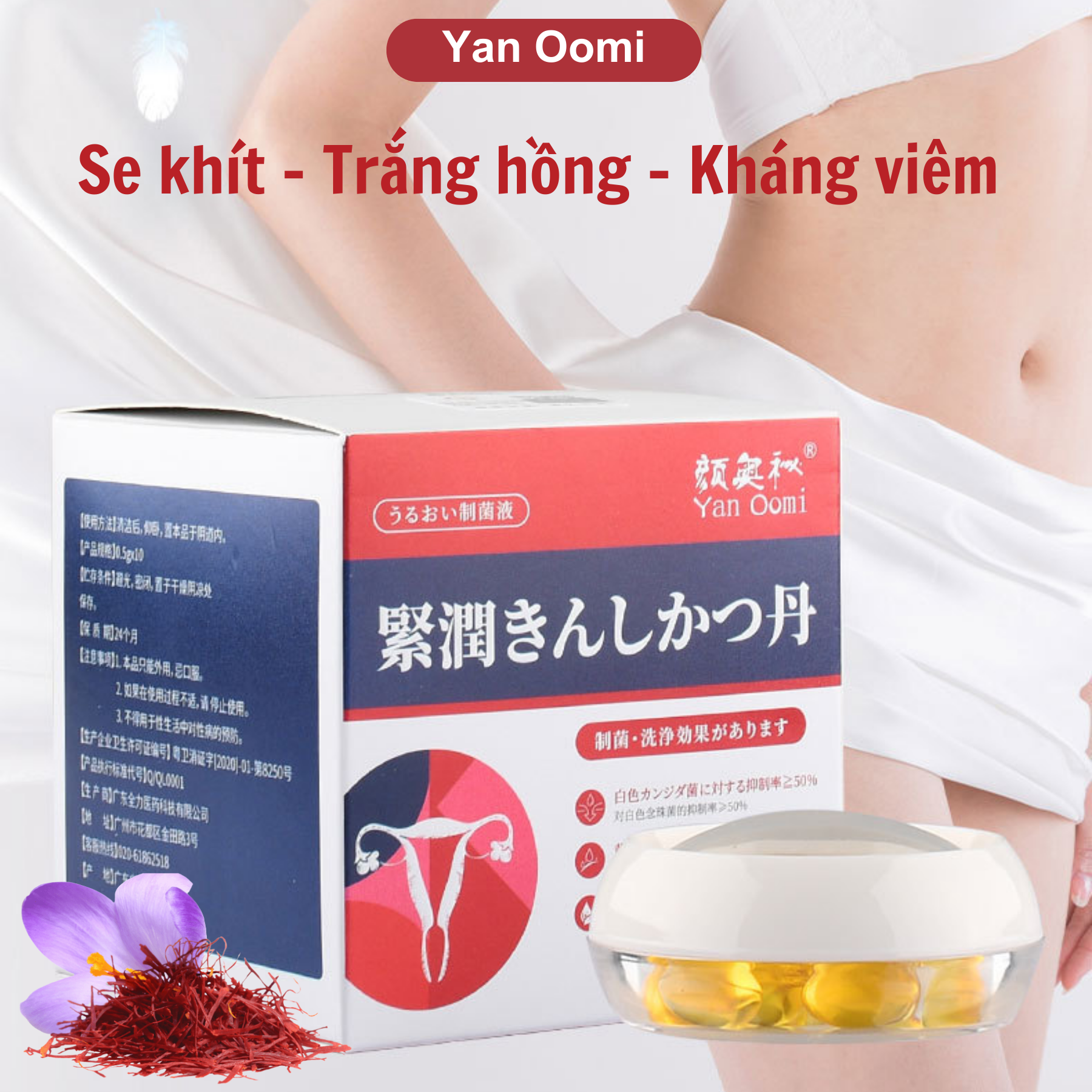 Viên đặt phụ khoa Yanomi diệt nấm Candida và tạp khuẩn vùng kín hết khô ngứa rát, khí hư, mùi hôi, viêm nhiễm phụ khoa se khít cô bé (CÓ CHE TÊN)