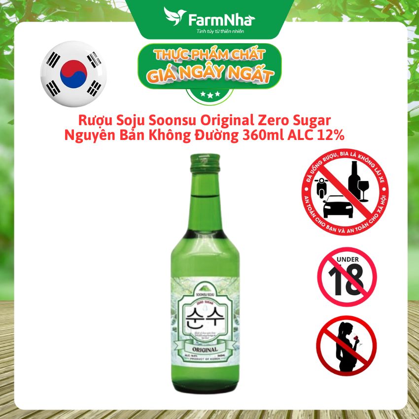 Rượu Soju Soonsu Original Zero Sugar 360ml ALC 12% – Sochu Truyền Thống Cao Cấp từ Hàn Quốc