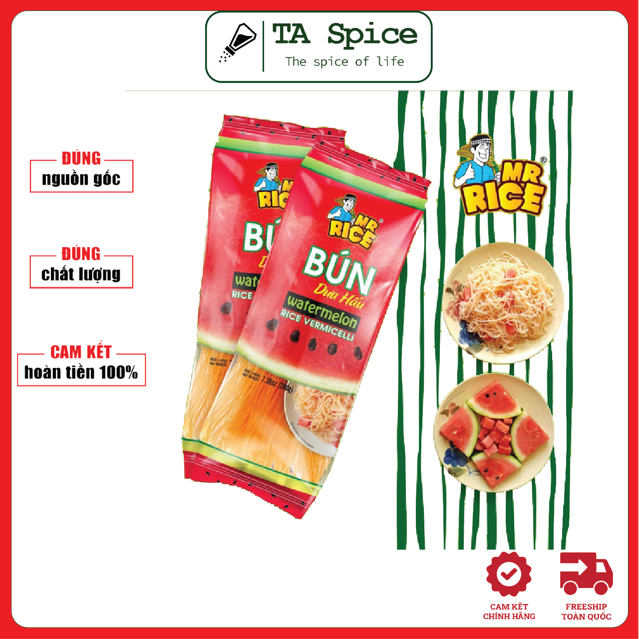 Bún dưa hấu Mr.Rice 200g - Hàng Xuất khẩu chất lượng cao - Thuần thiên nhiên, tốt cho sức khoẻ