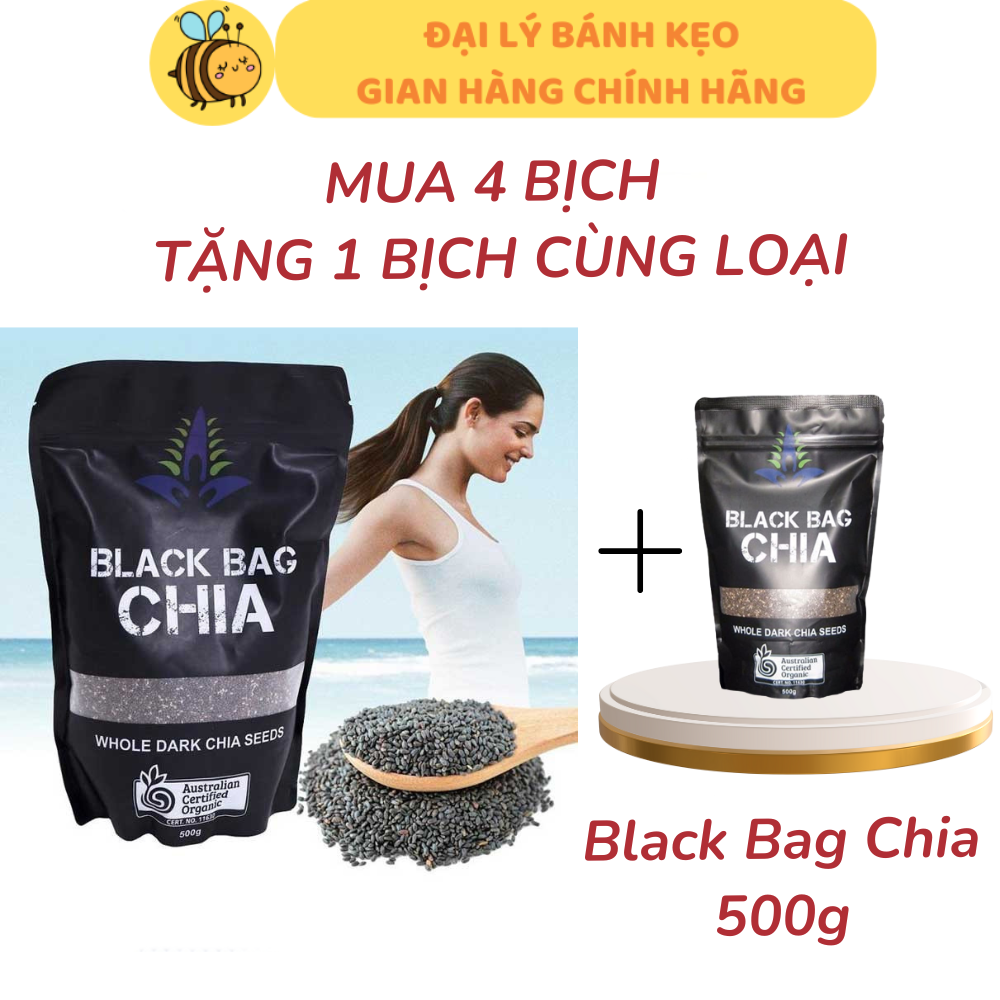 RẺ VÔ ĐỐI-MUA 4 TẶNG 1-Hạt chia hữu cơ dinh dưỡng túi đen Black Bag 500g