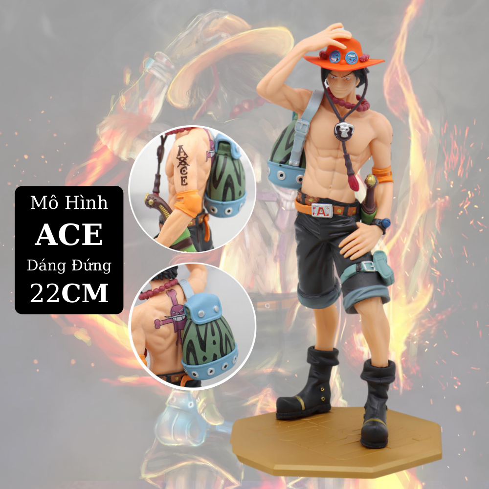 Mô Hình ACE Dáng Đứng Đeo Balo 22CM Mô hình One Piece Figure Mô Hình Anmie One Piece Luffy Vua Hải Tặc