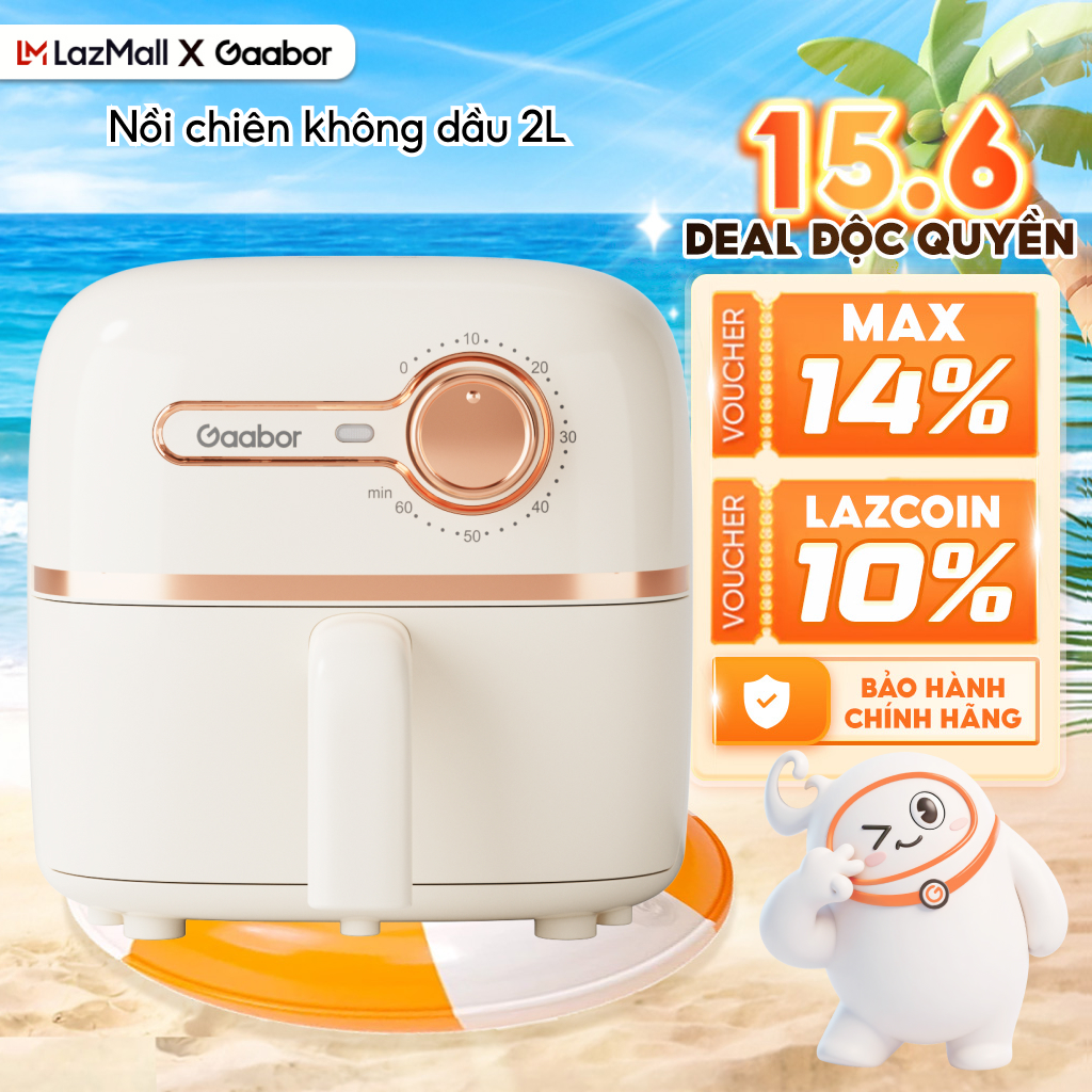 Nồi chiên không dầu 2L GAABOR AF20M-YE01S tự động ngắt điện khay chống dính làm nóng nhanh - Tiết kiệm điện - Bảo hành 12 tháng 1 đổi 1