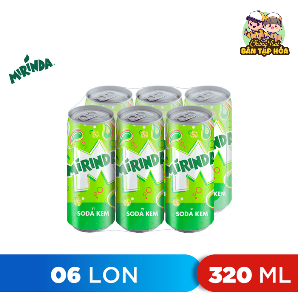 6 LON nước ngọt Mirinda vị soda kem 320ml