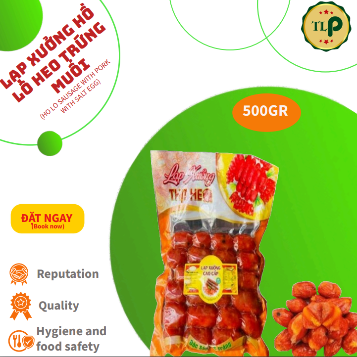 500g lạp xưởng hồ lô thịt heo trứng muối hàng chất lượng thơm ngon uy tín thương hiệu tân lộc phát