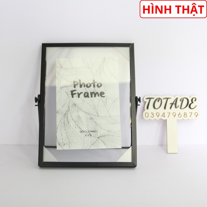 Khung ảnh để bàn cho ảnh 4x6 và 5x7- khung kim loại mặt gương kính 2 lớp - pfr0009