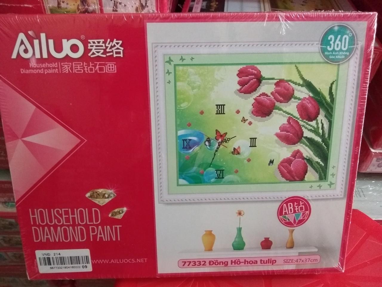 Tranh đính đá đồng hồ hoa tulip 77332