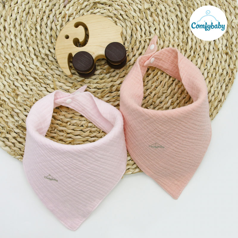 Set 2 yếm tam giác cho bé giữ ấm cổ từ sơ sinh tới 1 tuổi - 2 lớp vải Muslin cotton 100% - Comfybaby
