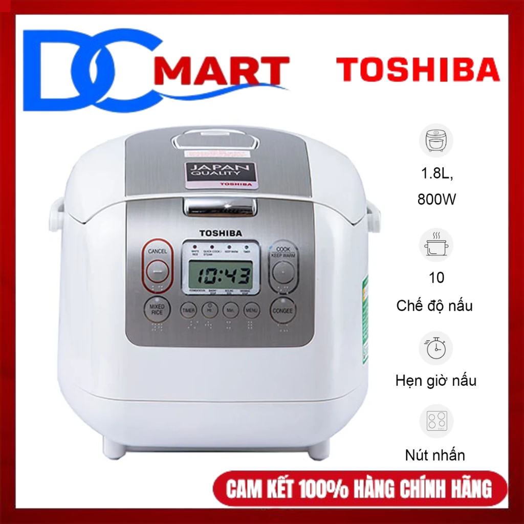 Nồi cơm điện tử nắp gài toshiba 1.8 lít rc-18ntfvn - hàng chính hãng