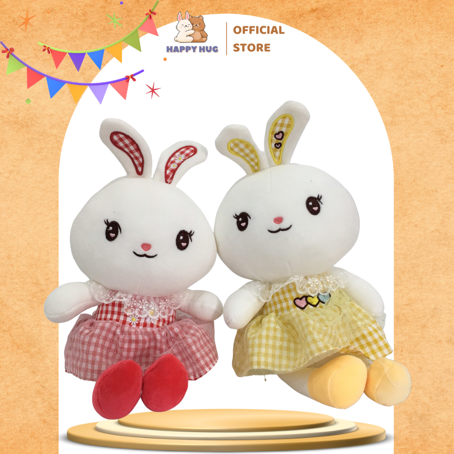 Gấu bông thỏ mặc váy đáng yêu size 37cm, quà tặng thú nhồi bông bé gái cao cấp - Happy Hug