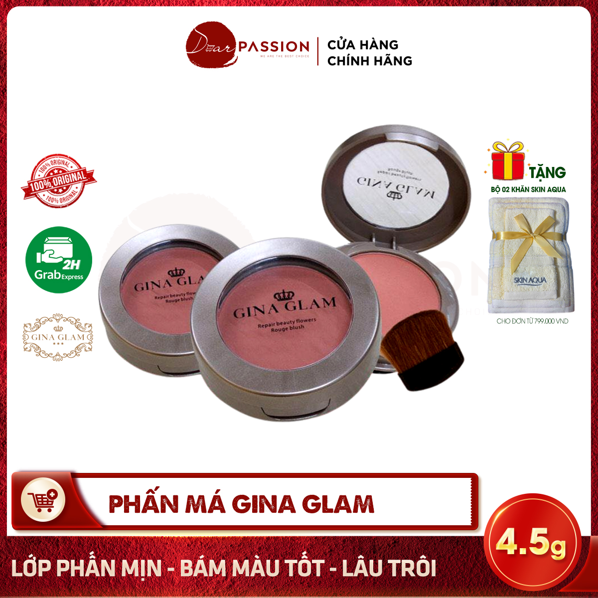 Phấn Má Hồng Gina Glam Bền Màu, Lâu Trôi - Gina Glam Repair Beauty Flowers Rouge Blush
