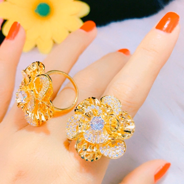 Nhẫn nữ kiểu hoa mạ vàng 18k cực đẹp