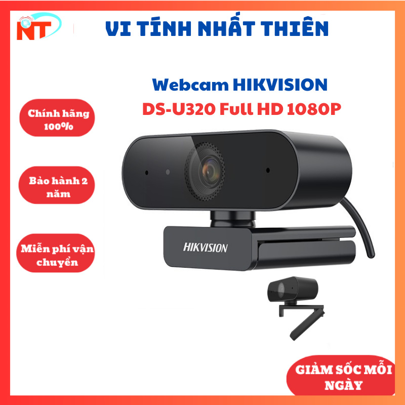 Webcam hikvision ds-u320 full hd 1080p, tích hợp micro, chống ồn thông minh