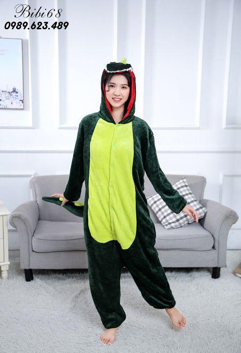 Bộ đồ lông hình thú liền thân Khủng Long xanh Pijama Động Vật Hoạt Hình Cosplay nhiều màu đón giáng sinh HOT độc và lạ khahanshop 1901