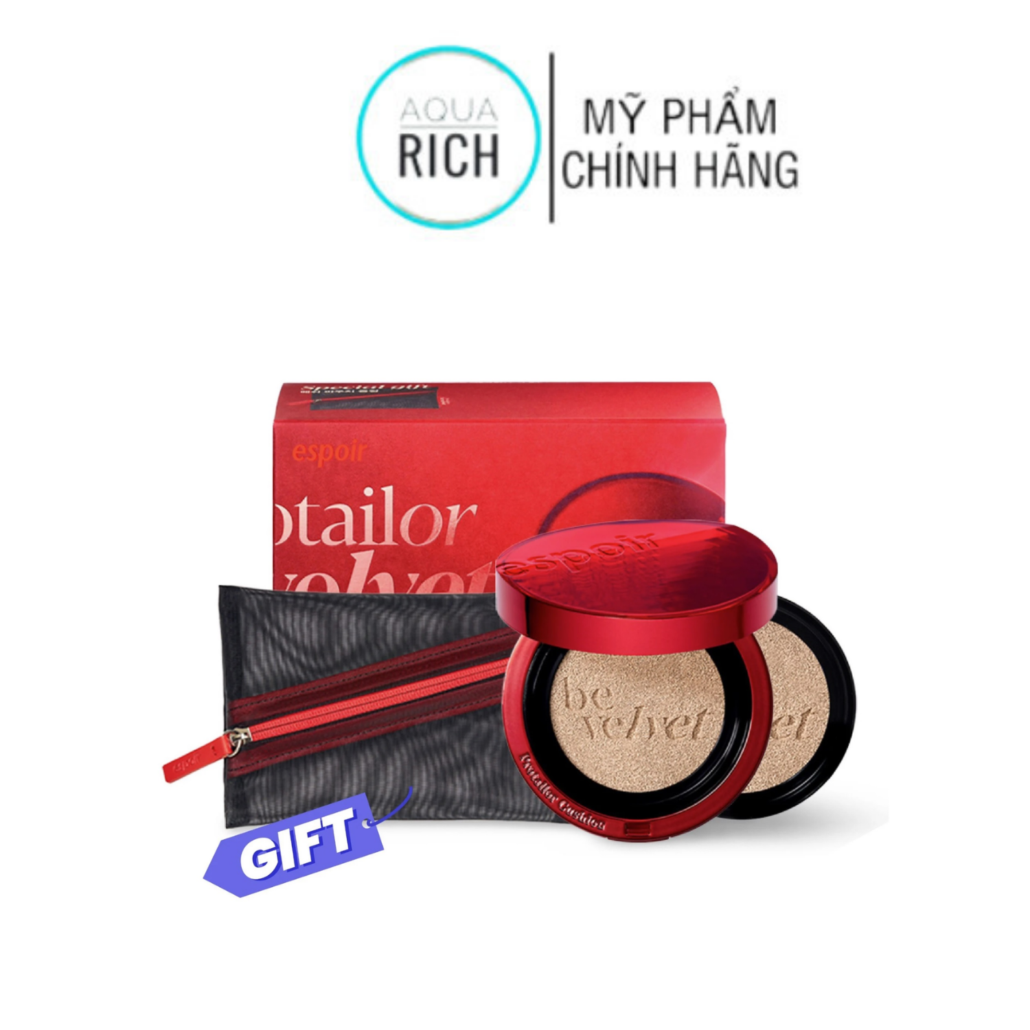 Phấn nước espoir pro tailor be velvet cover cushion spf 34 pa++