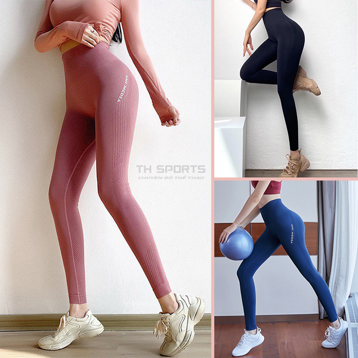 Quần tập gym yoga nữ dệt kim ami nâng mông cạp cao tôn dáng th022